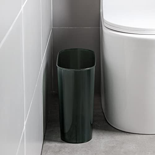 Small Trash Can Slim Garbage Can 3 Gallon Waste Basket, Clear and Green | Trash Bin Container for Bathroom, Bedroom, Living Room, Kitchen, Under Desk, Office, Colleg Dorm - color: Clear and Green