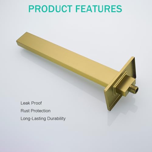 16 Inch Shower Arm with Flange,Stainless Steel Extension Extender Pipe for Fixed Rain Shower Head,Extra Long High Rise Shower Head Extension Arm,Champagne Bronze,SE-91118-16CB - color: Champagne Bronze(91118)