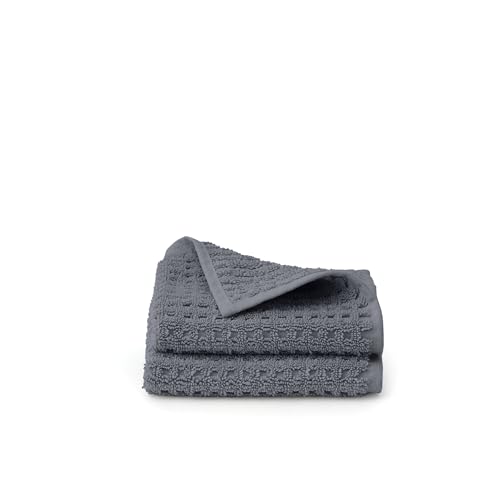 BOLL & BRANCH Turkish Waffle Washcloth Set, Mineral | Set of 2 - 100% Organic Turkish Cotton - Lightweight Soft Absorbent Luxury Spa Washcloths, Waffle Weave Texture - Quick Dry - color: Mineral, style: Turkish Waffle
