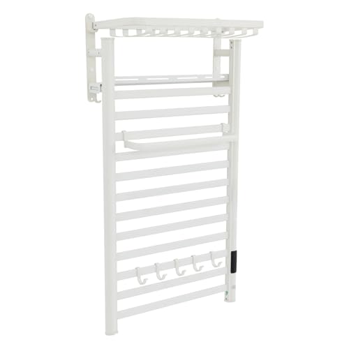 Towel Warmer Rack, 12 Bars Aerospace Aluminium Wall Mounted Electric Heated Towel Rack, Plug-in Towel Dryer with Timer, 86-140°F Temp,Touch Screen for Bathroom, 180W, IPX4 (White)