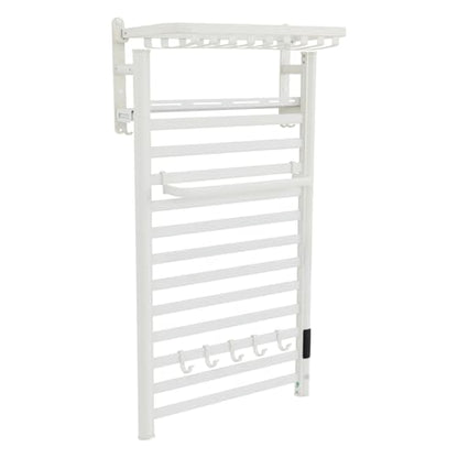 Towel Warmer Rack, 12 Bars Aerospace Aluminium Wall Mounted Electric Heated Towel Rack, Plug-in Towel Dryer with Timer, 86-140°F Temp,Touch Screen for Bathroom, 180W, IPX4 (White)