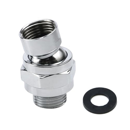 Chrome Finish Shower Head Swivel Ball For G1/2 Universal Shower Arm | 360°Brass Chrome Shower Head Elbow Adapter Adjustable - color: Chrome Finish