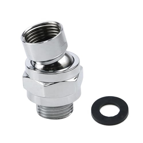 Chrome Finish Shower Head Swivel Ball For G1/2 Universal Shower Arm | 360°Brass Chrome Shower Head Elbow Adapter Adjustable - color: Chrome Finish