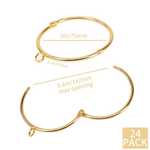 Openable Curtain Rings with Eyelets,3inch Heavy Duty Rustproof Metal Drapery Rings,Shower Curtain Rings 24pcs Gold Zocang - color: Gold, size: 3inch Inside Diameter