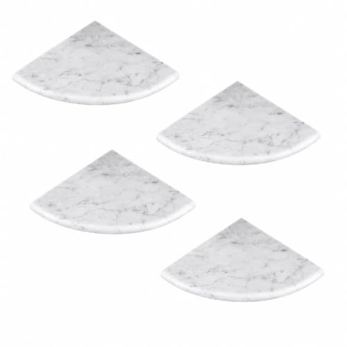 4 Pcs White Marble Corner Shower Shelf for Bathroom 9 x 9 Inch Wall Mounted Both Sides Polished Marble Corner Shelves Shower Caddy for Bathroom Wall (Stylish) - style: Stylish