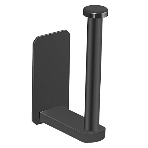 VAEHOLD Self Adhesive Toilet Paper Holder Kitchen Washroom Adhesive Toilet Roll Holder No Drilling for Bathroom Stick on Wall Stainless Steel Brushed Black - size: Simple Black