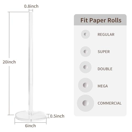 Acrylic Freestanding Toilet Paper Roll Holder, Clear, Modern Style, 20x6 Inches