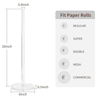 Acrylic Freestanding Toilet Paper Roll Holder, Clear, Modern Style, 20x6 Inches