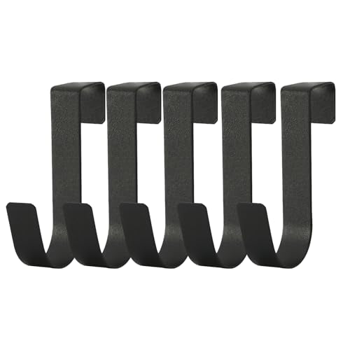 eywlwaar Over The Cabinet Door Single Hooks 5 Pack (Black) Fit for 3/4 inch Doors （Thickness Over 0.8Inch is Not Suitable - color: Black