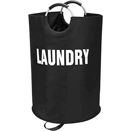 Maxsilan 160L XX-Large Laundry Basket Bag, Collapsible Tall Hamper, Black | Freestanding tall laundry bag & foldable washing basket. Extra large clothes storage bin with durable sturdy handles - color: Black, size: 160L