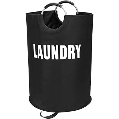 Maxsilan 160L XX-Large Laundry Basket Bag, Collapsible Tall Hamper, Black | Freestanding tall laundry bag & foldable washing basket. Extra large clothes storage bin with durable sturdy handles - color: Black, size: 160L