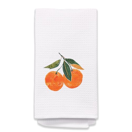 Citrus Orange Kitchen Towels, Orange Dish And Hand Towels For Bathroom Decor, Fruit Pattern, 16x24 Inches - color: Orange