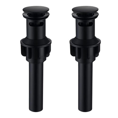 Black Sink Drain Pop Up Sink Drain Stopper for Sink Faucet Vessel Vanity Bathroom Sink Drain Strainer with Hair Catcher Anti-Clog Strainer Matte Black【with Overflow】, SD30-BK-P2 - style: Big Popup Cap-Black, 2 Pack