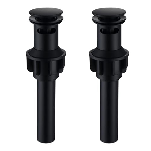 Black Sink Drain Pop Up Sink Drain Stopper for Sink Faucet Vessel Vanity Bathroom Sink Drain Strainer with Hair Catcher Anti-Clog Strainer Matte Black【with Overflow】, SD30-BK-P2 - style: Big Popup Cap-Black, 2 Pack