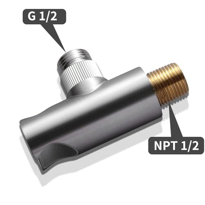 Bathroom Brass Round Wall Mount Water Supply Elbows with On/Off Flow Control Bracket Handheld Shower Head Holder, Brushed Nickel - color: Brushed Nickel