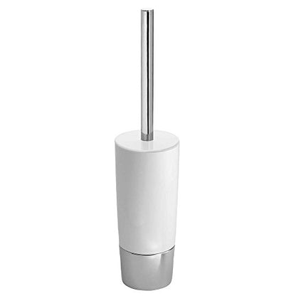 iDesign Compact Toilet Brush and Holder for Bathroom, White/Chrome | For Bathroom, Shower, Compact