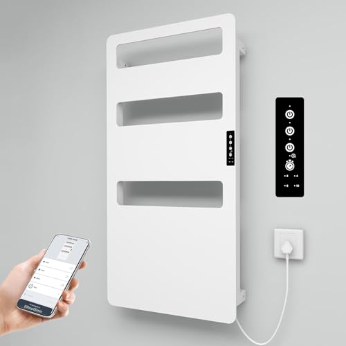 Towel Warmer with Timer for Bathroom, WiFi App Remote Control, Heated Towel Rack Wall Mounted, Electric Towel Warmers, Bath Towel Heater, Bath Towel Dryer, Hardwired or Plug-in - 35.4 x18 inch - color: White, size: 35.4" × 18.11"