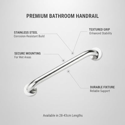 Stainless Steel Bathroom Grab Bar, Silver Textured Grip Handrail for Shower and Bathtub, Durable Wall Mount Rail - size: 16.93 x 0.98 x 2.95 in