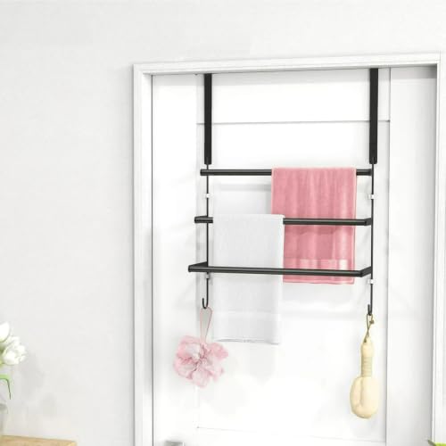 Over-the-Door 3-Tier Towel Rack with Hooks for Bathroom