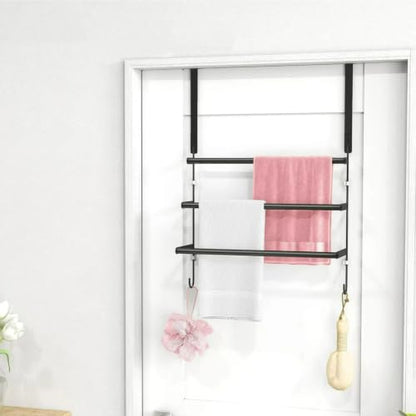 Over-the-Door 3-Tier Towel Rack with Hooks for Bathroom