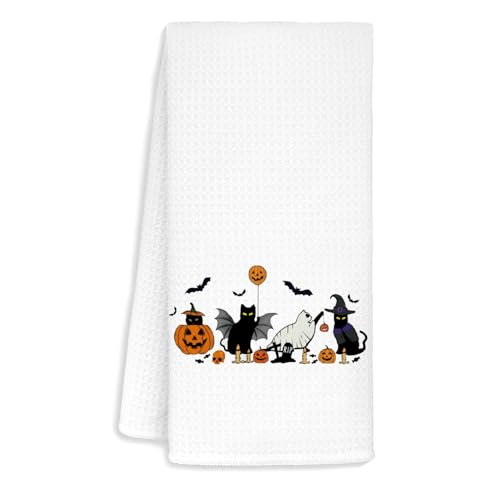 Jvpke Cat Pumpkin Kitchen Towels, Tea Towels and Hand Towels - Halloween Kitchen and Bathroom Decor, Cat Gifts 16x24 in - color: Halloween Cat