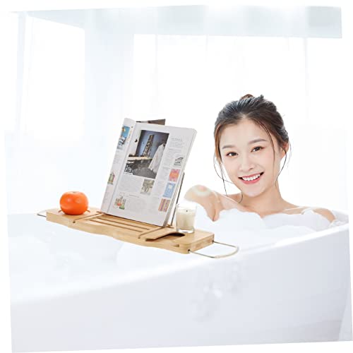 Bamboo Bathtub Shelf Expandable Bath Tub Table Book Stand Wine Glass Holder