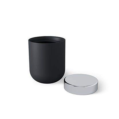 Umbra, Black Junip Resin Amenity Canister with Lid, Chrome - color: Black, style: Canister