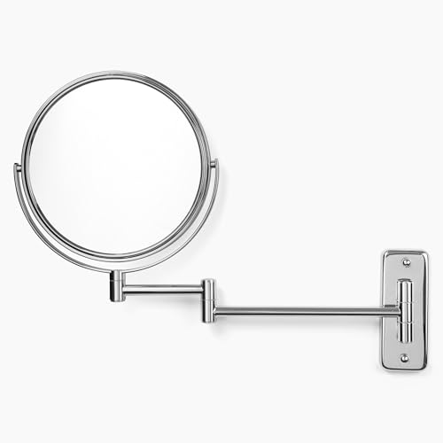 JERDON Wall-Mounted Makeup Mirror - 10X Magnification - Chrome - JP7810C | 8" Round Frame, 13.5" Wall Extension Arm - color: Chrome, size: 10X Magnification