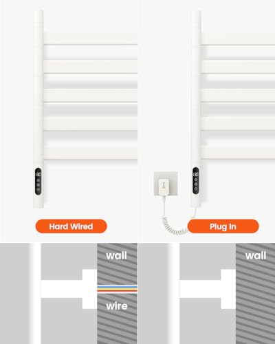 Heated Towel Racks for Bathroom, Wall Mounted Towel Warmer Swivel with Timer & Temp Control, Digital Touch Panel, 110V IPX5 Hardwired & Plug-in
