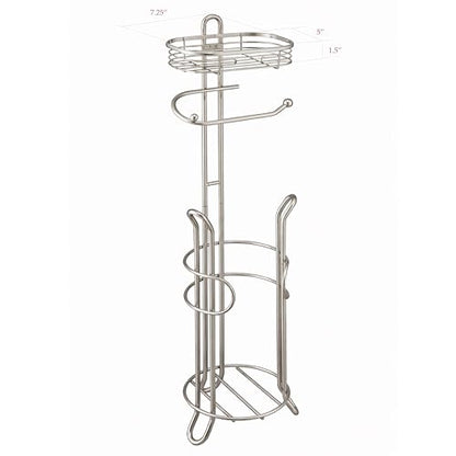 SunnyPoint Bathroom Heavyweight Toilet Tissue Paper Roll Storage Holder Stand with Reserve and Shelve, The Reserve Area Has Enough Space to Store Mega Rolls. (SN) - color: Stain Nickel