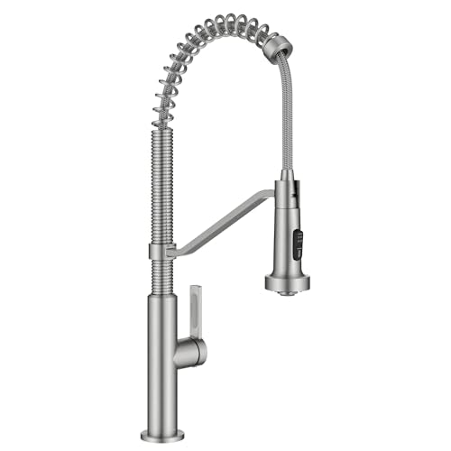 KRAUS Oletto Commercial Style 2-Function Single Handle Pull Down Kitchen Faucet in Spot-Free Stainless Steel, KPF-2643SFS - color: Spot Free Stainless Steel, style: Commercial Style Faucet