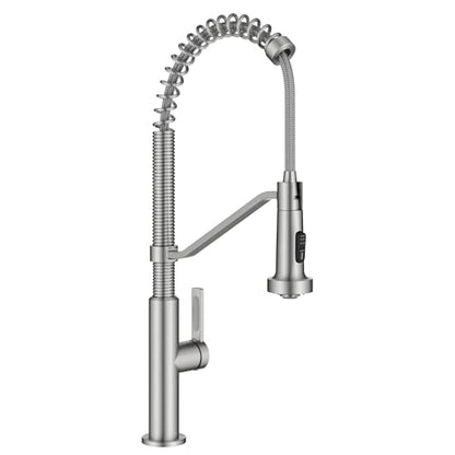KRAUS Oletto Commercial Style 2-Function Single Handle Pull Down Kitchen Faucet in Spot-Free Stainless Steel, KPF-2643SFS - color: Spot Free Stainless Steel, style: Commercial Style Faucet