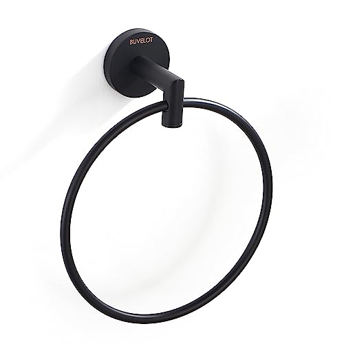 Black Towel Ring for Bathroom, Modern Hotel Style Hand Towel Holder Wall Mounted, Contemporary Hand Towel Rack, Matte Black,077060-MB Leo Seires - color: Matte Black