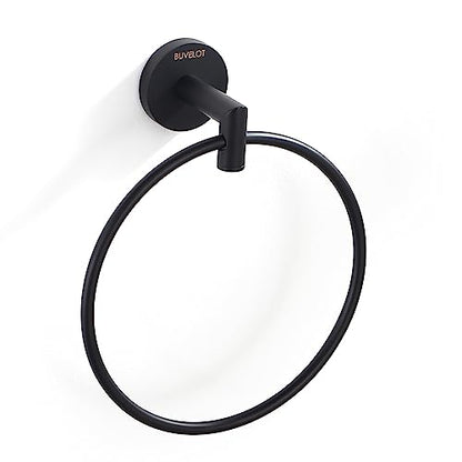 Black Towel Ring for Bathroom, Modern Hotel Style Hand Towel Holder Wall Mounted, Contemporary Hand Towel Rack, Matte Black,077060-MB Leo Seires - color: Matte Black