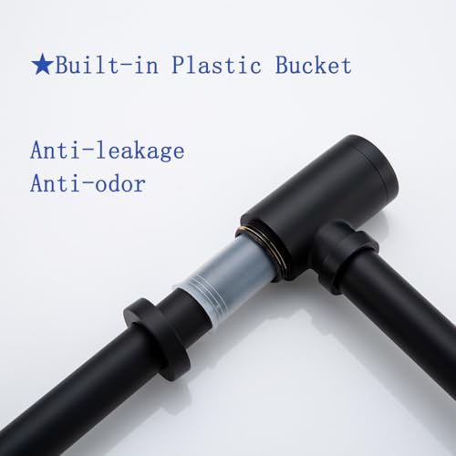 Contemporary Solid Brass Bottle P Trap Round 1 1/4 With 11.81 inch Slip Joint Extension Tube Basin Sink Waste Drain P Trap For Kit,Matte Black. - color: T03-Matte Black