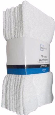Mainstays 18 Pack Assorted Cotton Terry Thin Washcloths Rags (WWWWW)