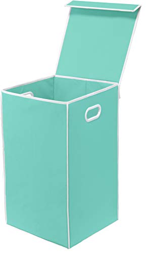 Simple Houseware Foldable Laundry Hamper Basket with Lid, Turquoise - color: Turquoise