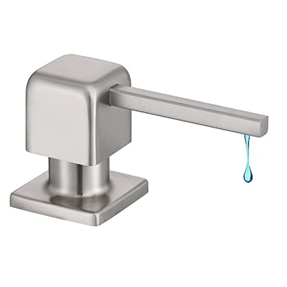 CREA Soap Dispenser for Kitchen Sink, Kitchen Soap Dispenser Brushed Nickel Square Built in Sink Soap Dispenser for Bathroom with 17 OZ Bottle - color: Brushed Nickel, style: Square