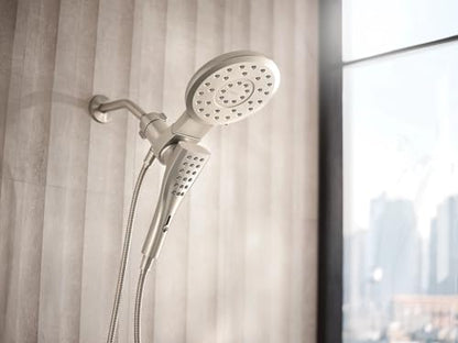 Moen Verso Brushed Nickel Eight-Function 7" Wide Spray Shower Head and Detachable Handshower Combo with 72" Hose, 220C3BN - color: Brushed Nickel