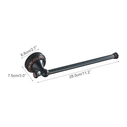 Oil Rubble Bronze Brass Bath Towel Holder Towel Rack, Wall Mounted Black Bathroom Hardware Accessories, Pattern Carving Design - color: Towel Holder