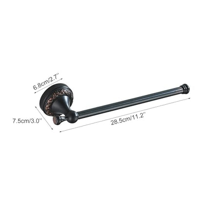 Oil Rubble Bronze Brass Bath Towel Holder Towel Rack, Wall Mounted Black Bathroom Hardware Accessories, Pattern Carving Design - color: Towel Holder