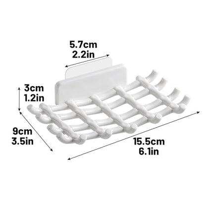 Shower Soap Holder for Wall, Adhesive Bar Soap Dish with Self Draining Grid, Side Hooks and No Drilling Mount, White, 2 Pack - color: White