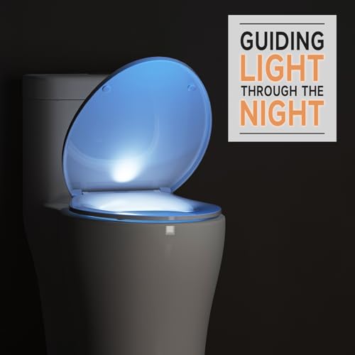 Elongated Toilet seat with Buit-in Night Light,Oval Toilet Seat with Soft Slow Close,Oblong Toilet Seat Plastic Replacement