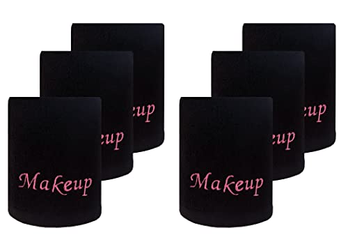 Makeup Remover Towels. Fingertip Face Reusable Washcloths. Embroidered, 100% Soft Cotton. Facial Cleansing. Pack of 6.