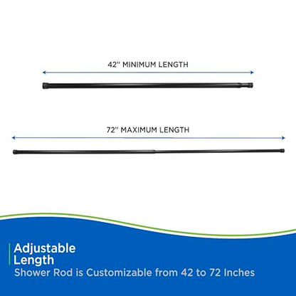 Kenney KN609L/5 Twist & Fit No Tools Spring Tension Standard Shower Curtain Rod with Non-Slip, Non-Scratch Ends, 42-72" Adjustable Length, Easy Install, Black, 1" Diameter Rust Resistant Steel Tube - color: Black