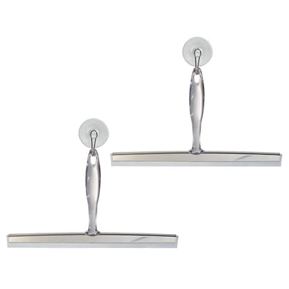 iDesign Bathroom Shower Squeegee, Set of 2, Clear/Stainless Steel | Wall Hook Included - color: Clear/Stainless, style: Pack of 2