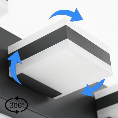 PRESDE 3-Light LED BathroomVanity Light Matte Black Bathroom Light Fixtures Over Mirror Modern Bath Wall Lighting - color: Black-Non Dimmable, size: 21.6inch