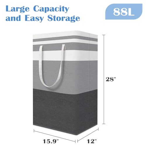 BlissTotes 3-Pack Laundry Basket, Collapsible Laundry Hamper, Grey, 88L | Laundry Clothes Hamper, Hampers for Bedroom, Freestanding Hamper with Handles, Clothes Laundry Basket - color: Grey, size: 88L