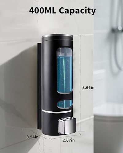Shampoo and Conditioner Dispenser-400ML No Drill Shower Shampoo Dispenser | Shampoo Conditioner Body Wash Dispenser for Body Wash, Soap, Shower, Bathroom, Hotel, Kitchen - size: 400ML