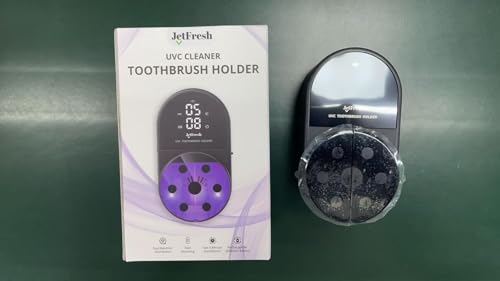 Jetfresh UV Toothbrush Sanitizer and Holder with Fan Drying| Wall Mounted UV-C Toothbrush Cleaner | Tooth Brush Sanitizer Holder Auto Shut-Off, USB Rechargeable, Fits All Brushes. - color: Black
